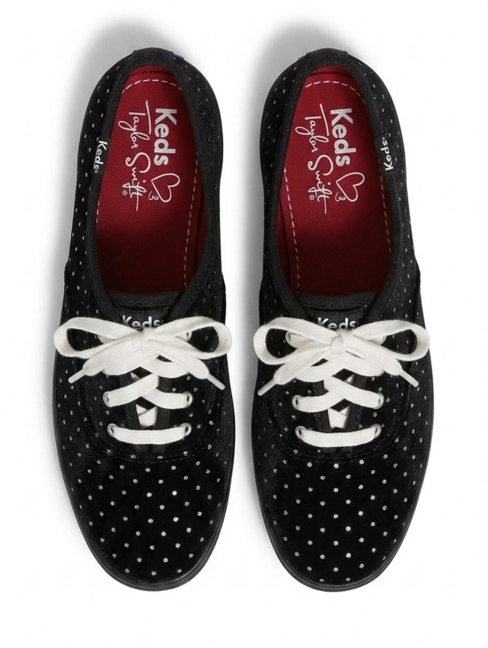 Keds x Taylor Swift Black Velvet Glitter Polka Dot Champion Sneakers